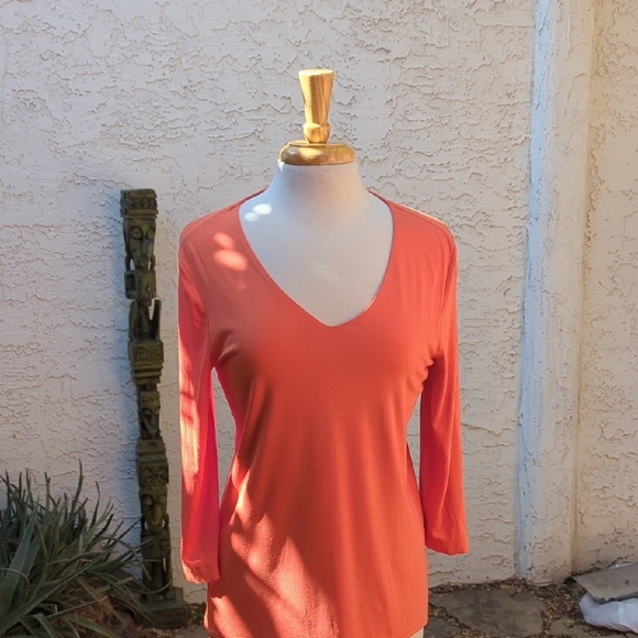 Chico's Tops - Chico's Coral V-Neck Long Sleeve Top